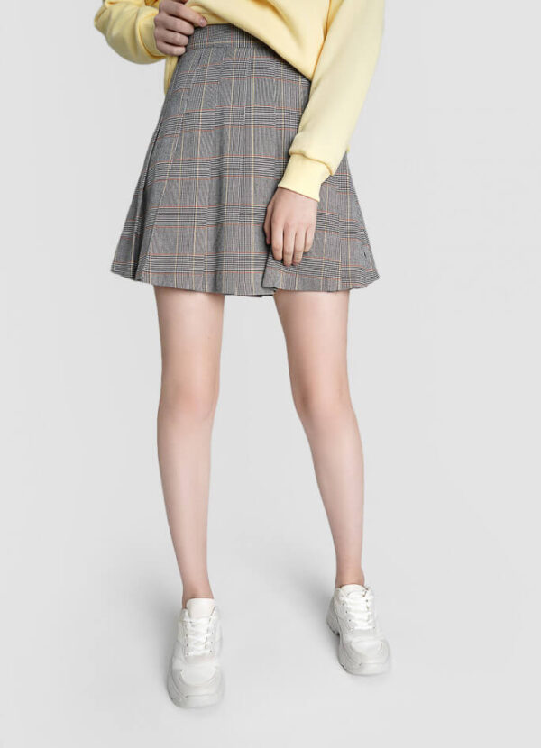 Plaid trapezium skirt