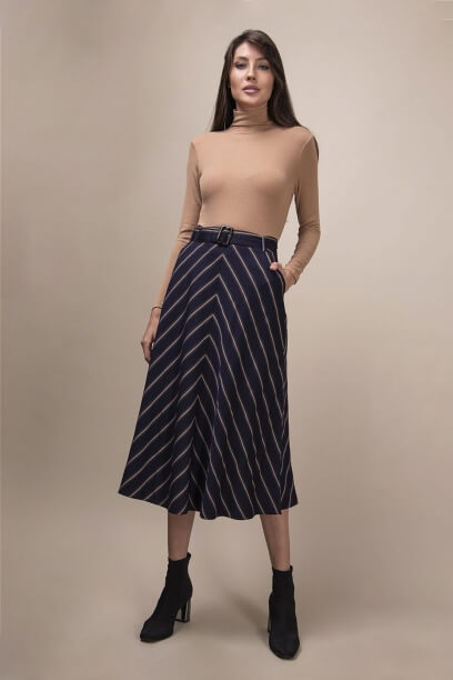 Striped A-line skirt