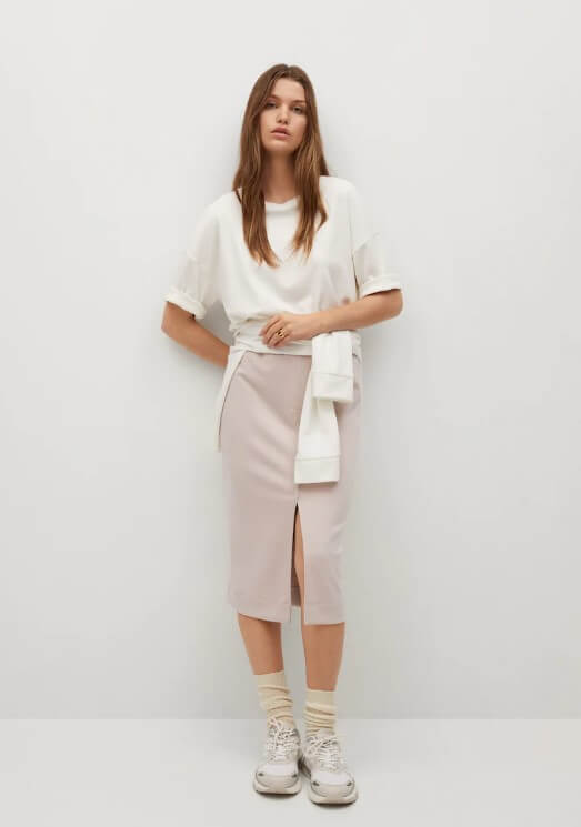 Skirt with white top