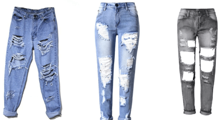 Ripped loose jeans