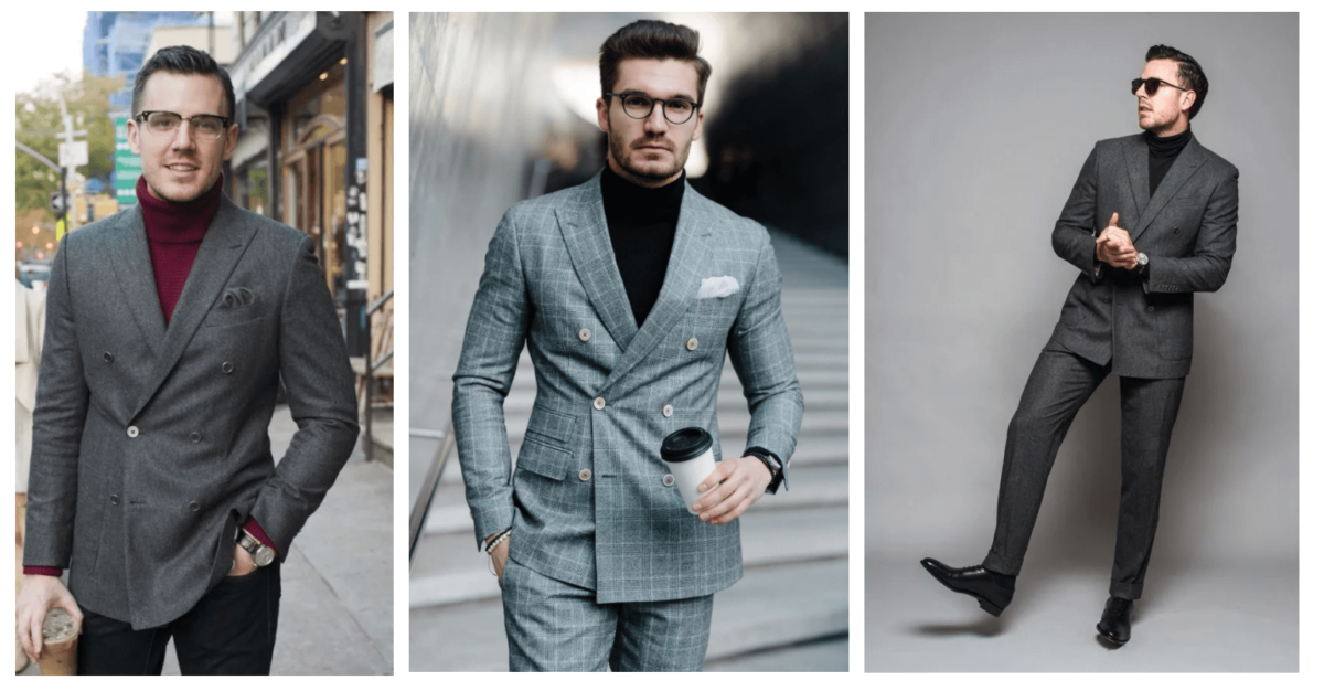 Turtlenecks in a sporty business style