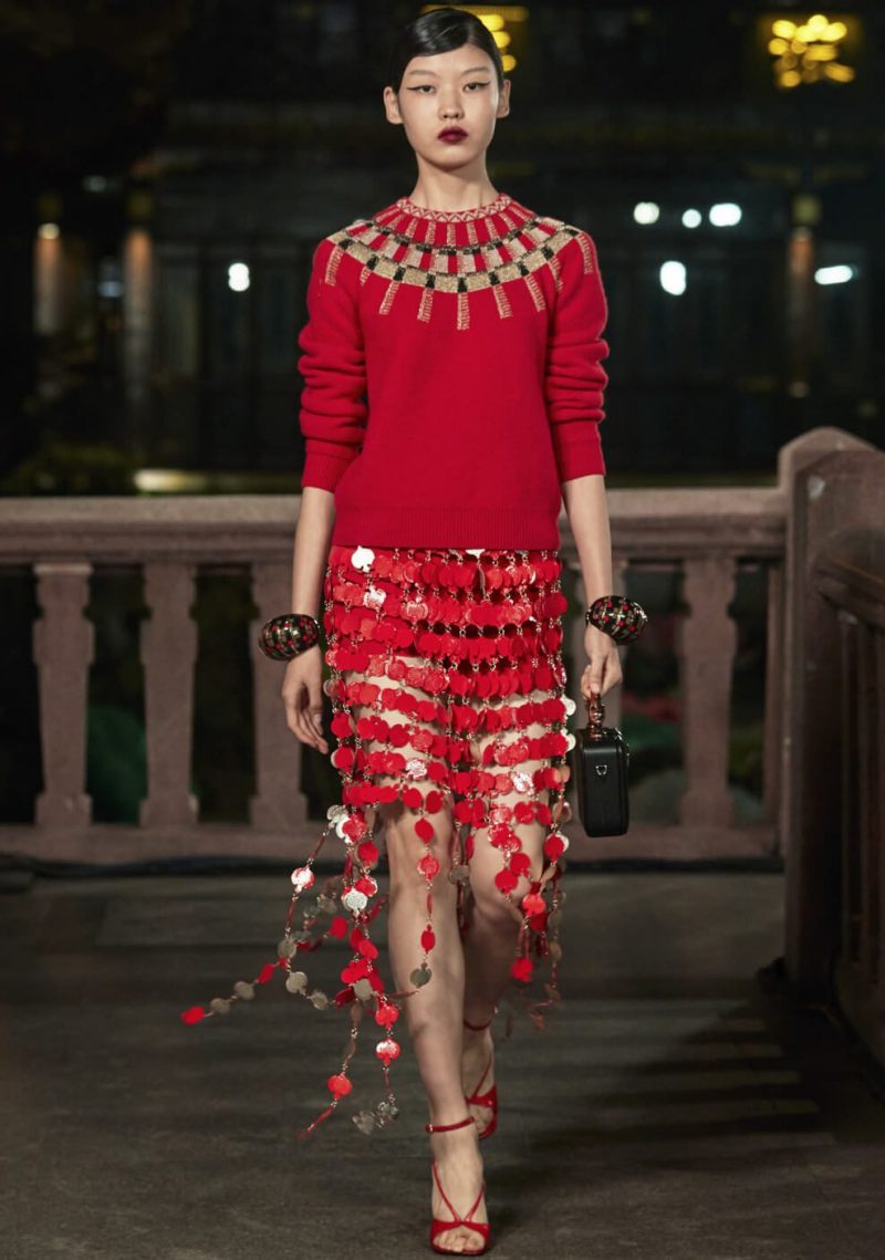 Red mesh skirt