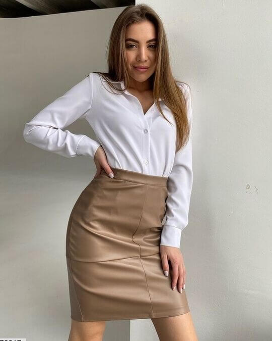 Brown leather skirt