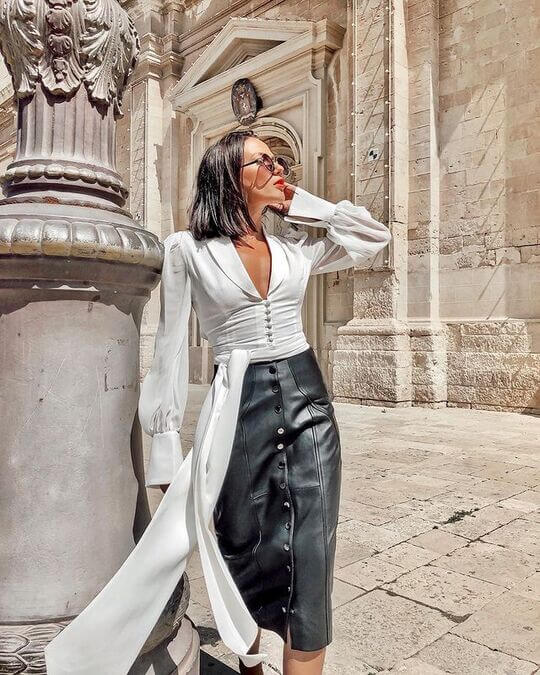 Black leather skirt