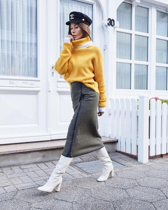 With yellow jacket