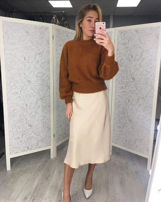 With brown jacket