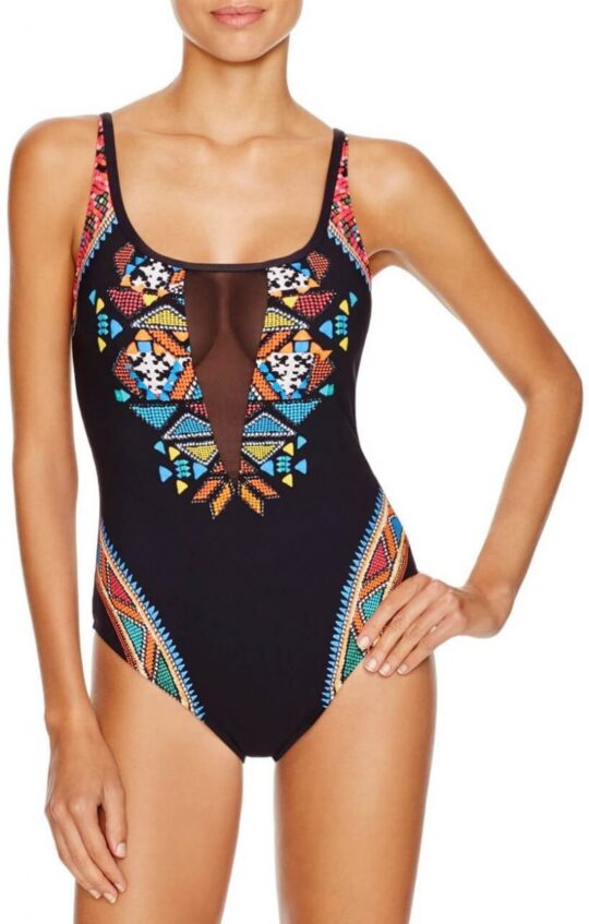 Swimsuit with bright inserts