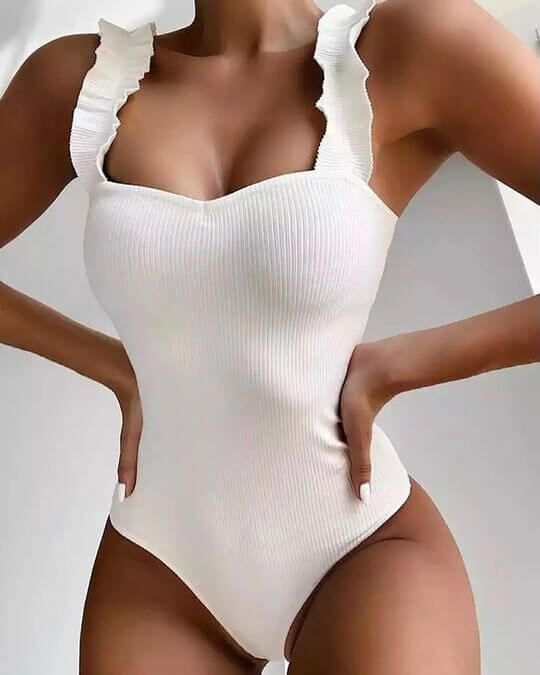 White piecework swimsuit