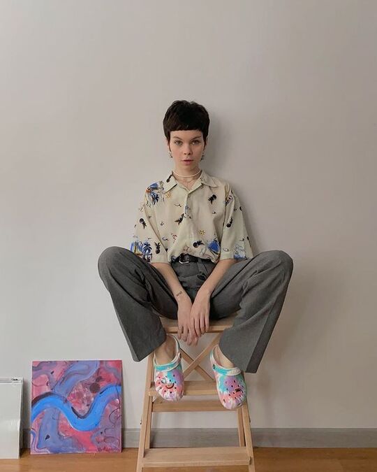 With wide pants