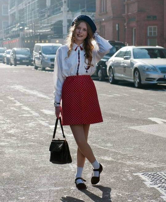 Mary Jane shoes with skirt