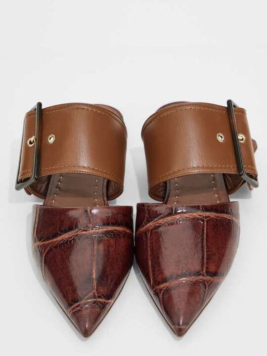 Leather mules with crocodile print, Max Mara