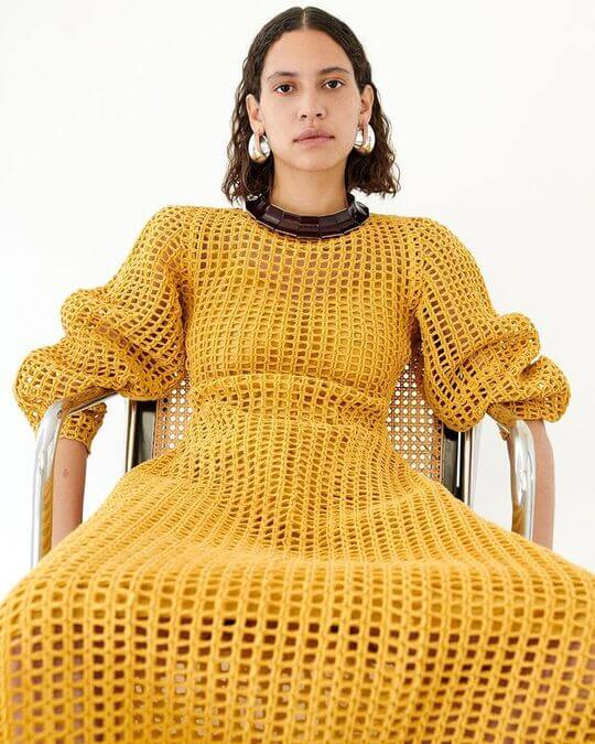 Yellow knitted dress