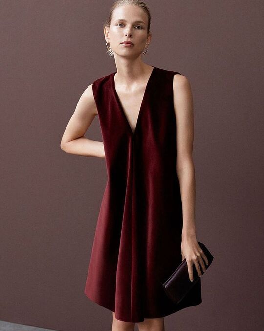 Elegant model with V-neck