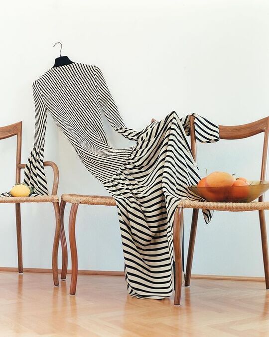 Dress with strip pattern