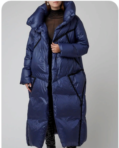 Blue long down jacket