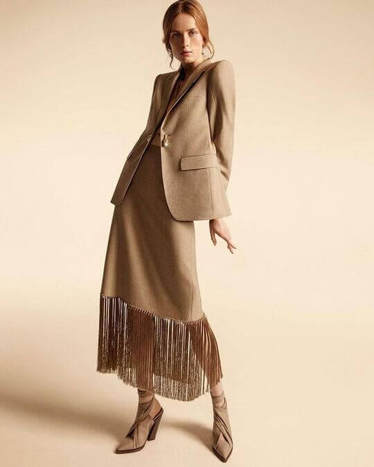 Brown skirt with fringe