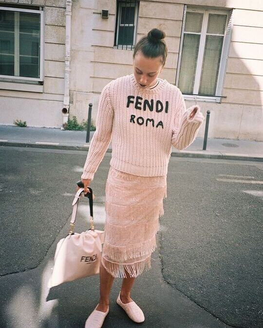 Pink skirt with fringe
