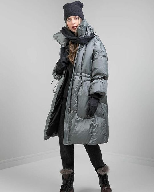 Long grey down jacket