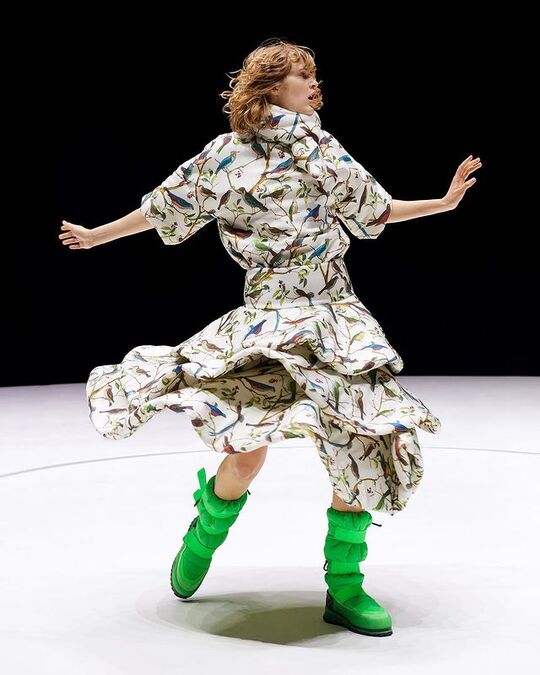 Inflated green boots