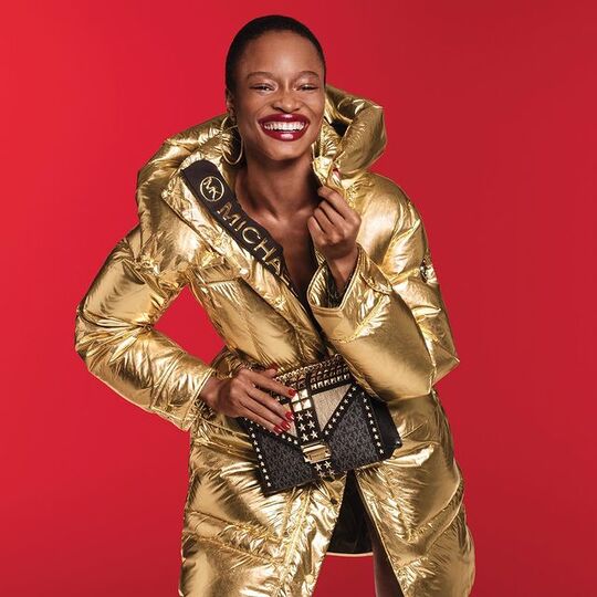 Down jacket of metallic color