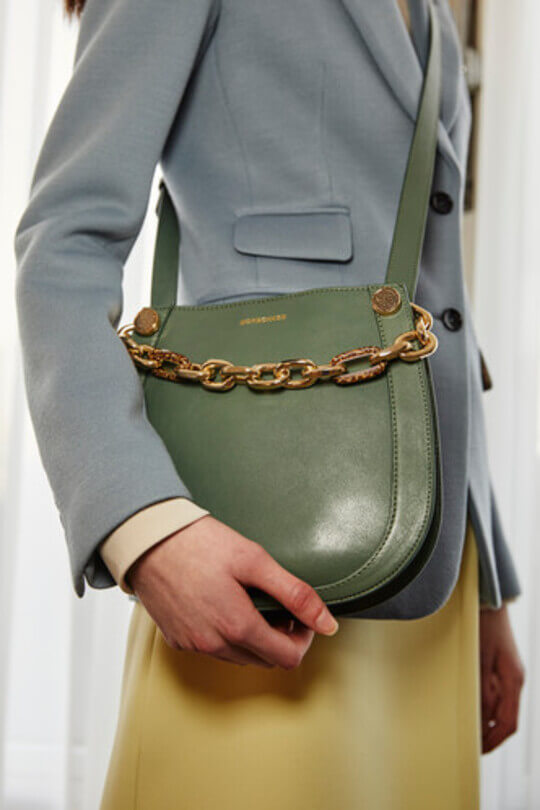 Dark green bag with chains