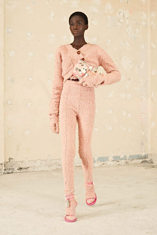 Soft pink gloves