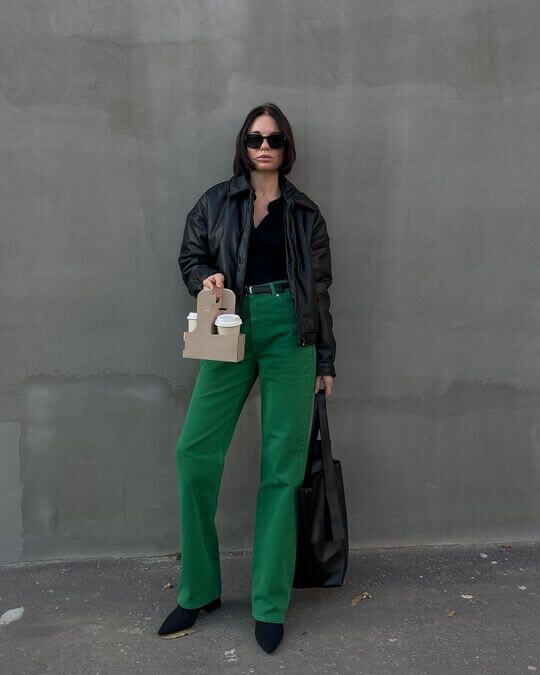 Ankle boots with leather jacket