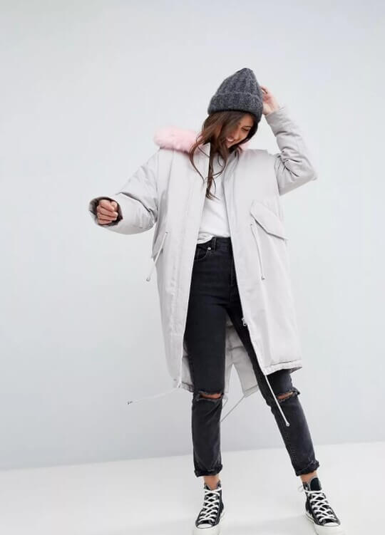 Parka with hood