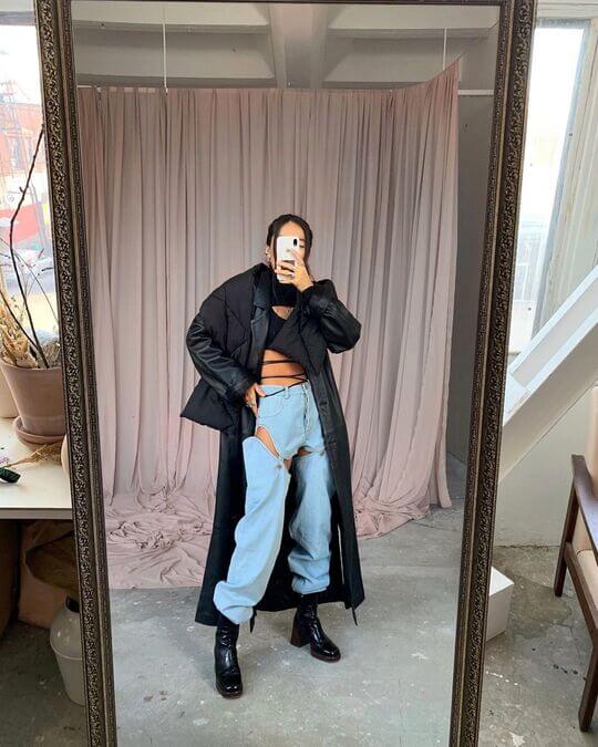 With loose pants