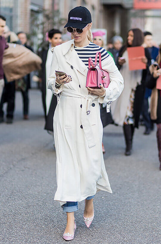 With trench coat