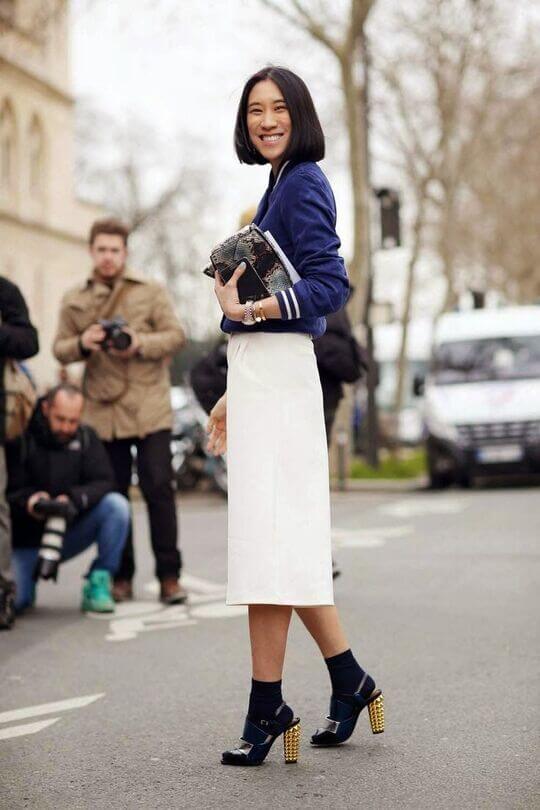 With long skirt