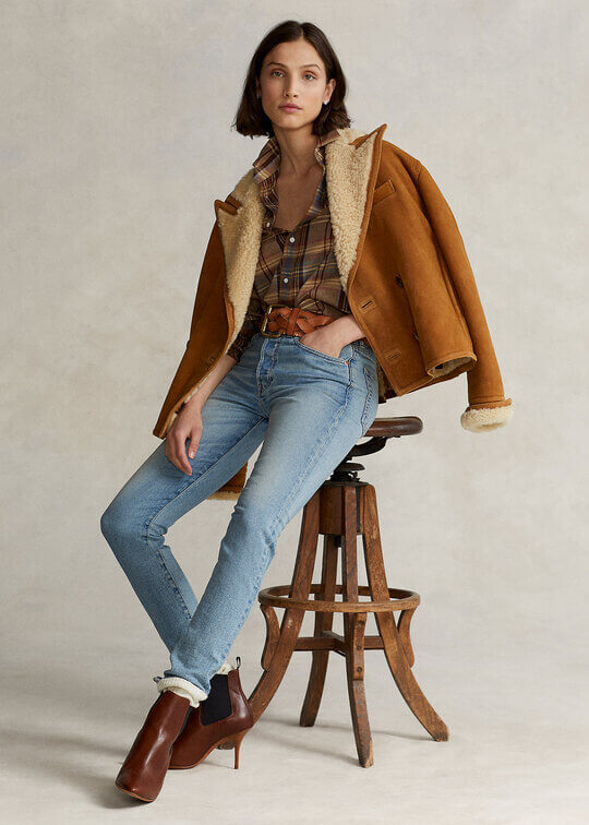 Short sheepskin coat