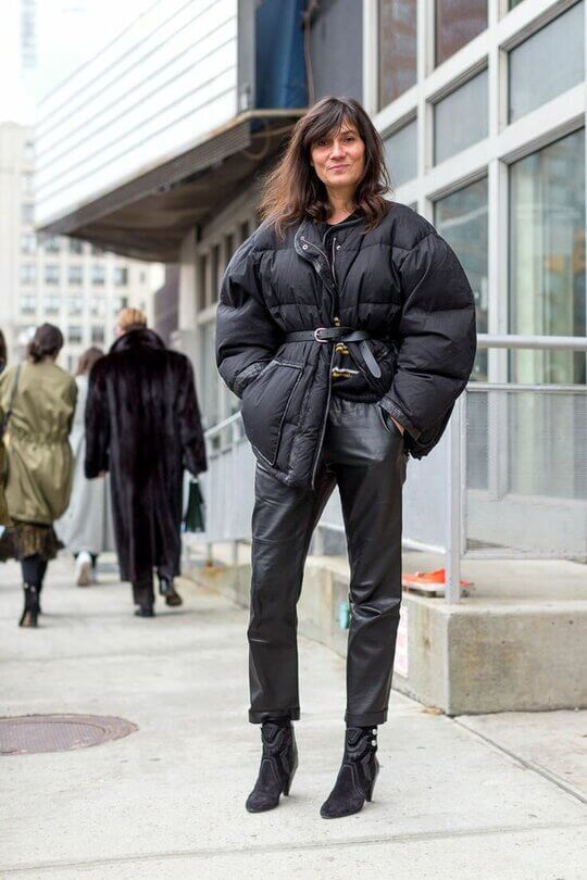 Emmanuelle Alt in a down jacket