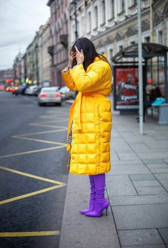 Yellow down jacket