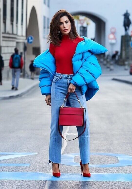 Blue down jacket