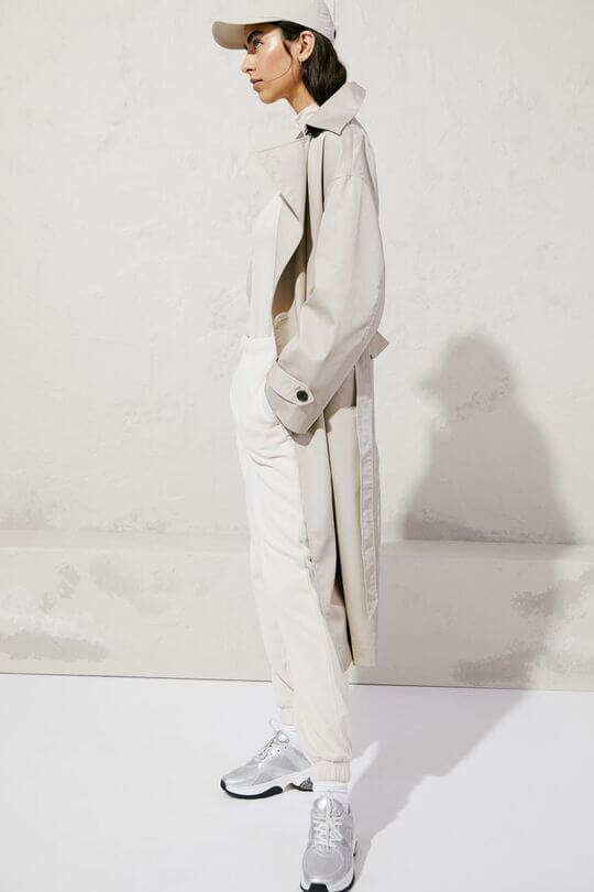 With white trench coat