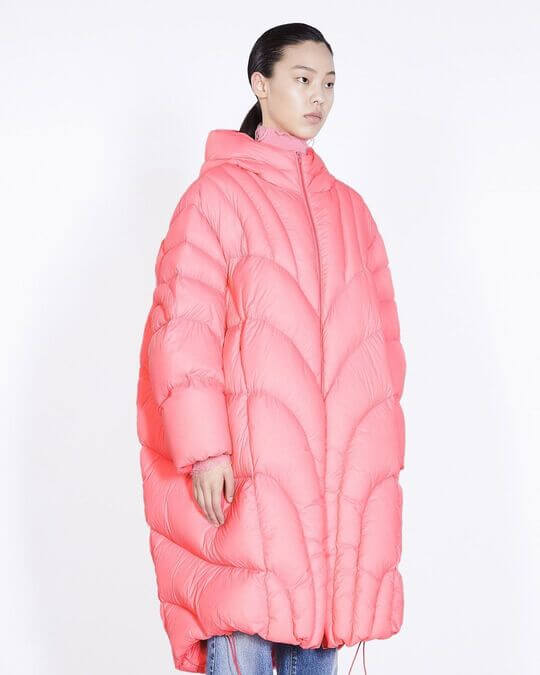 Long pink down jacket