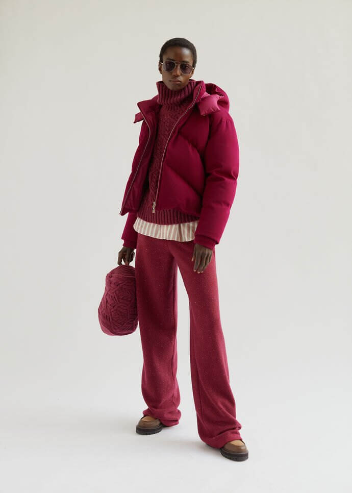 Red short down jacket