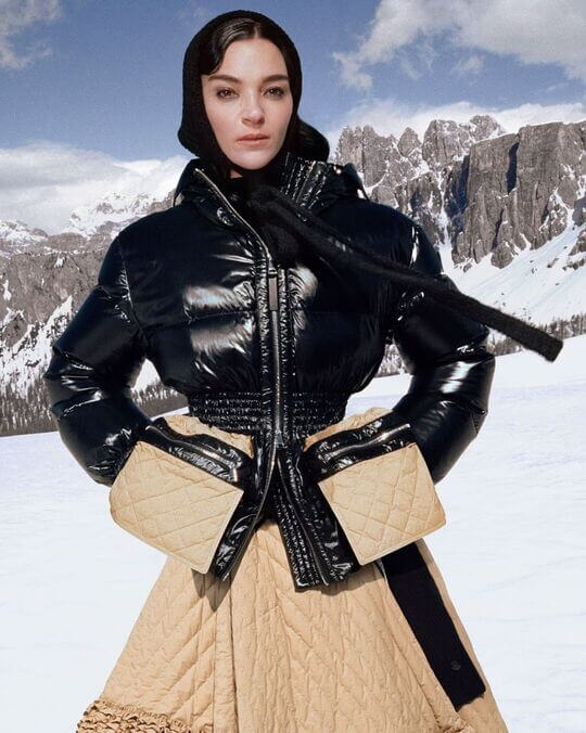 Black with beige down jacket