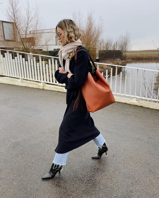 Black ankle boots with coats