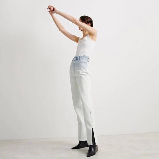 With flared jeans
