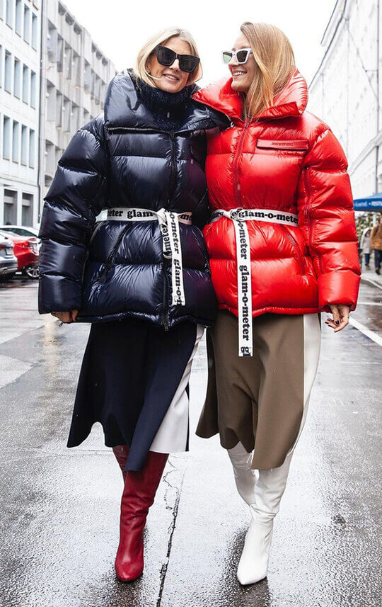 Down jacket with strap
