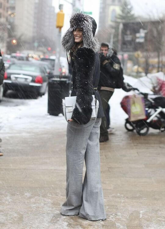 Ushanka with trousers