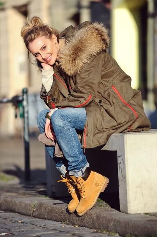 Parka with jeans