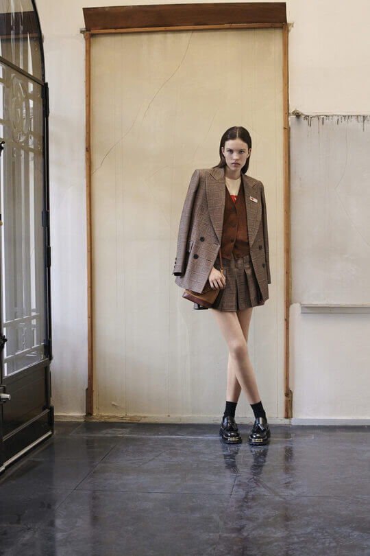 With mini skirt