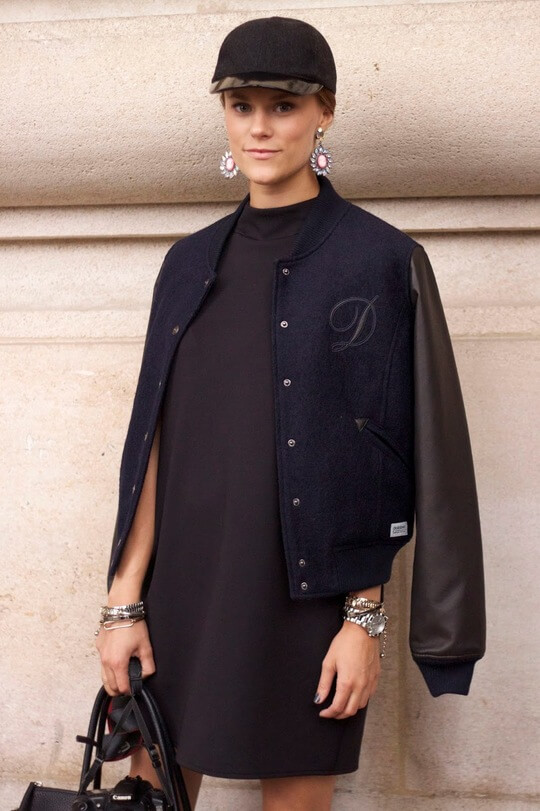 With dress and bomber