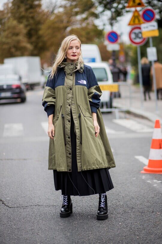 Parka with dress