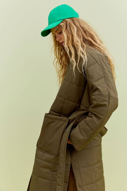 With quilted coat