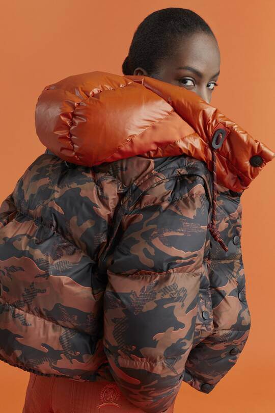 Down jacket with hood