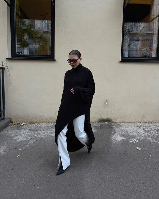Ankle boots with black sweater